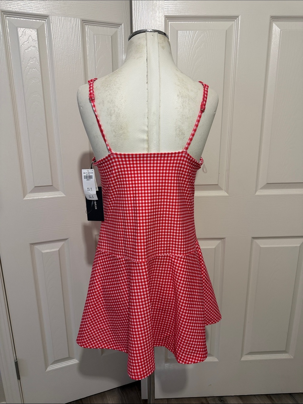 Abercrombie YPB Red Gingham Square-Neck Mini Dress Underneath Short Tennis - Picture 5 of 8